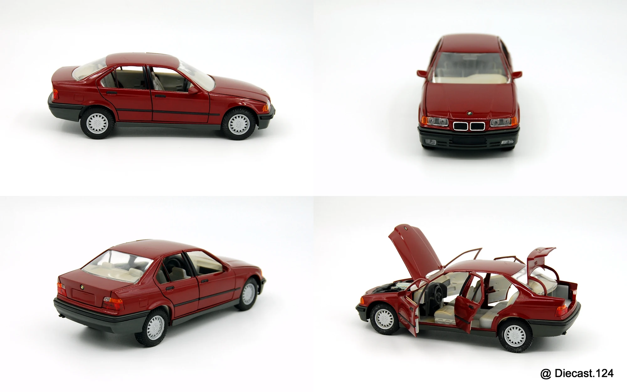 Four views of BMW 325i (E36) Limusine