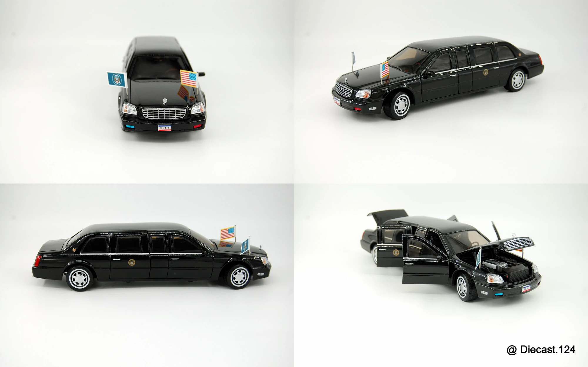 Four views of Cadillac DeVille Presidental Limo