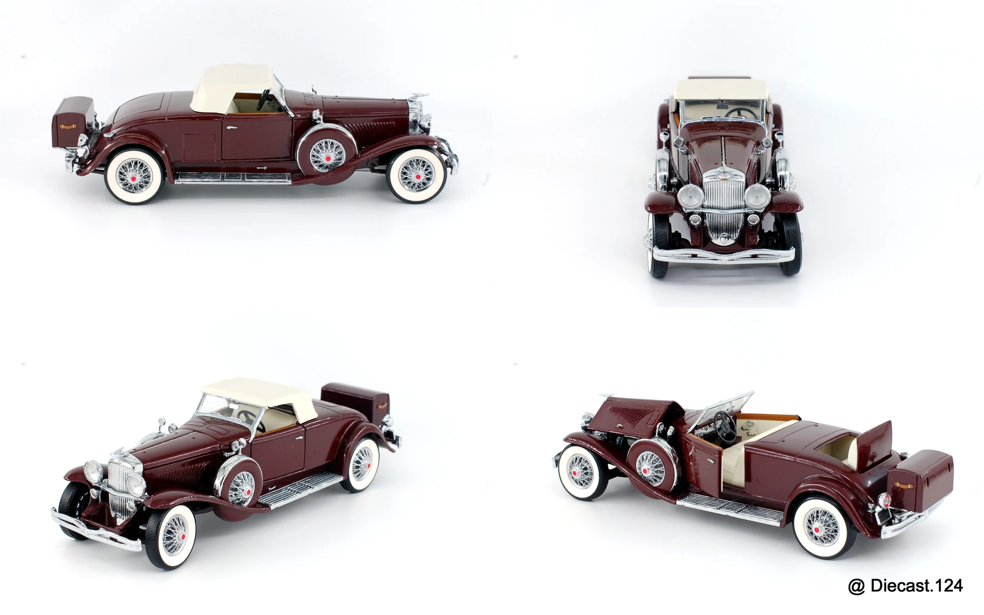 Four views of Duesenberg J Convertible Coupe