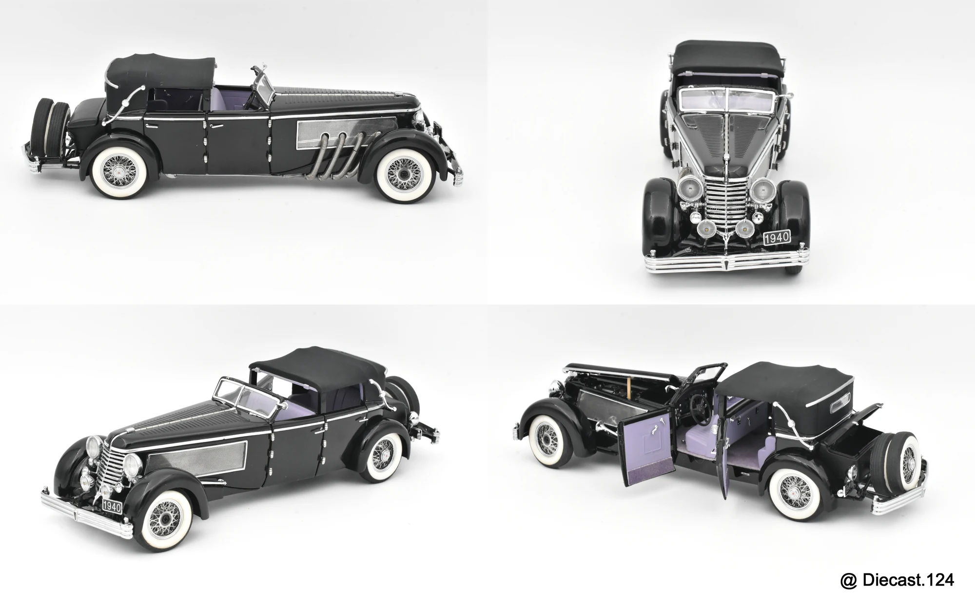 Four views of Duesenberg SJ Convertible Town Car