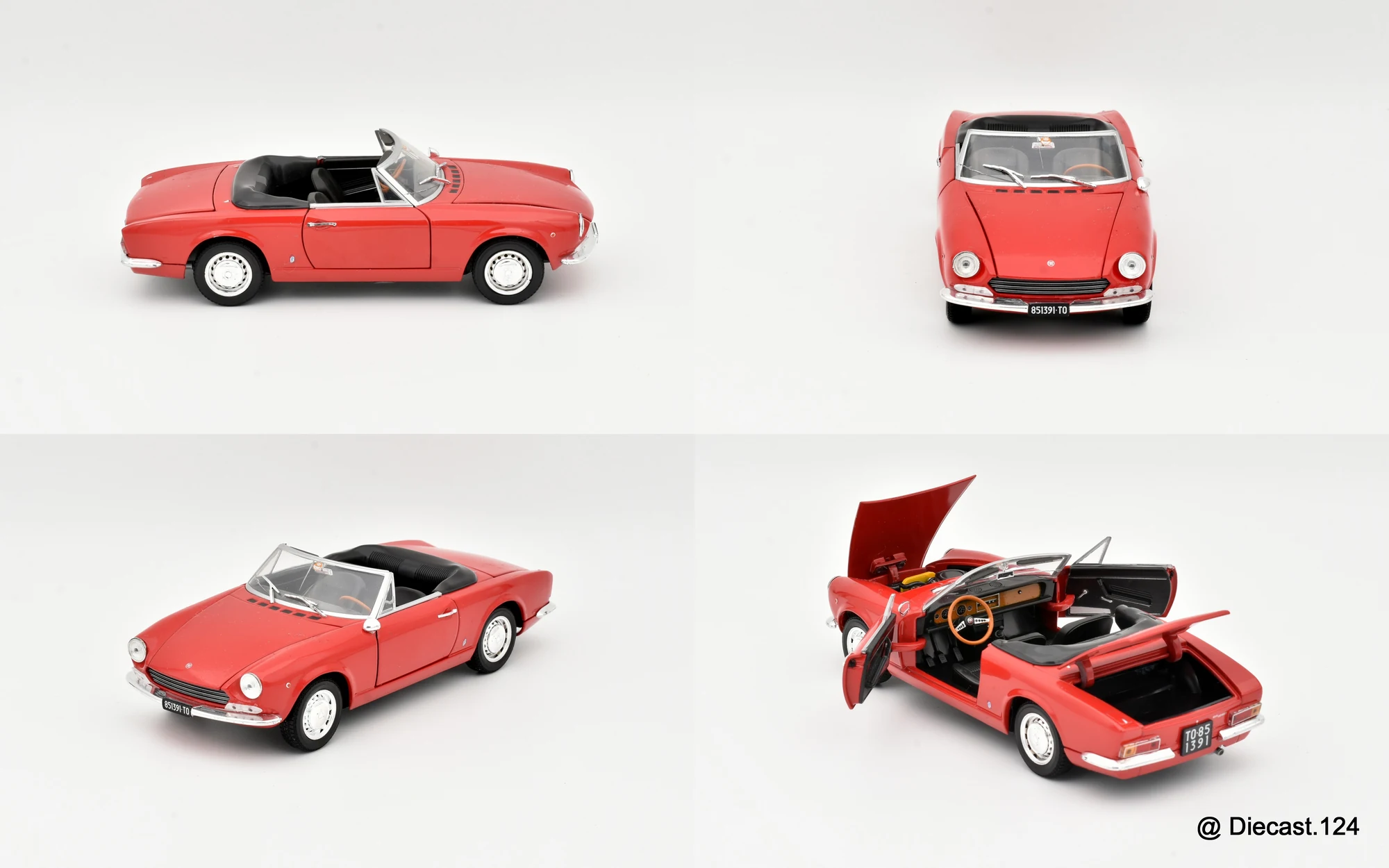 Four views of Fiat 124 Sport Spider