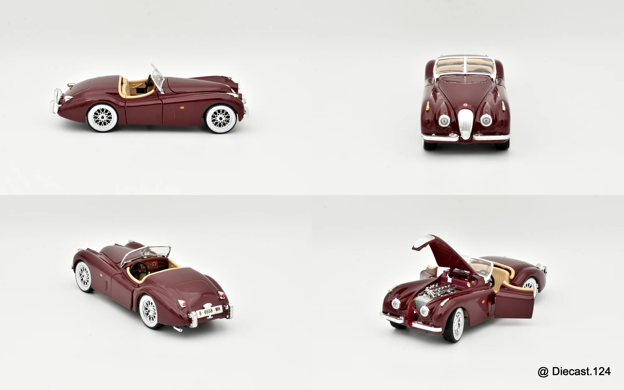 Four views of Jaguar XK 120 Roadster
