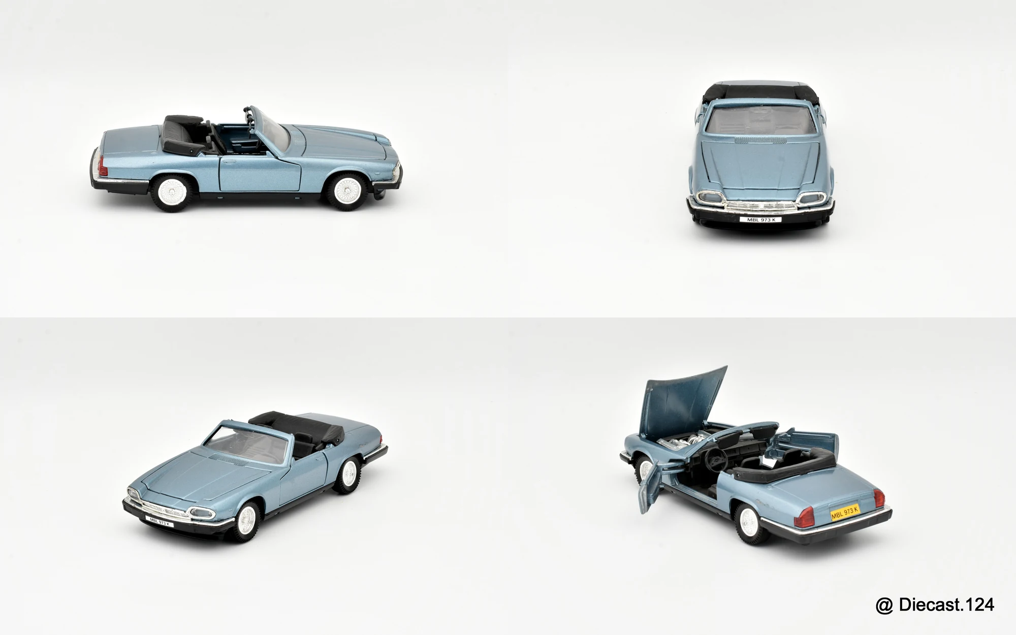 Four views of Jaguar XJ-S V12 Convertible (open)